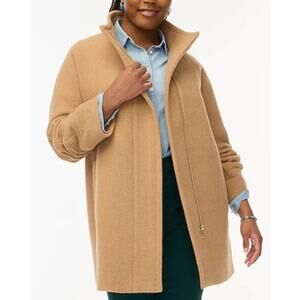 NWT J. CREW COAT WOOL CITY PEA CAMEL LONG WINTER TAN LONGLINE HEATHERED ACORN